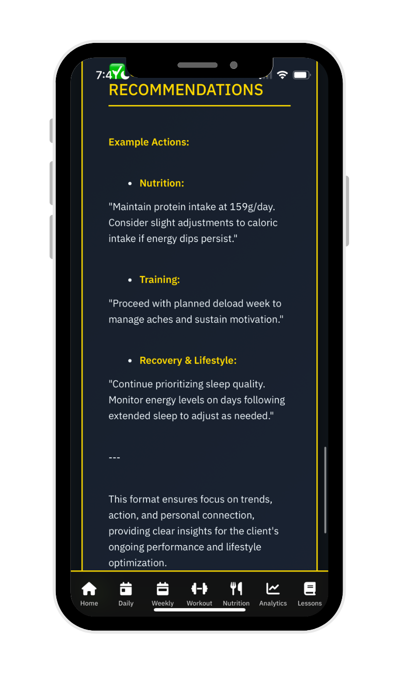 Weekly Performance Report - Section 4: Smart Recommendations